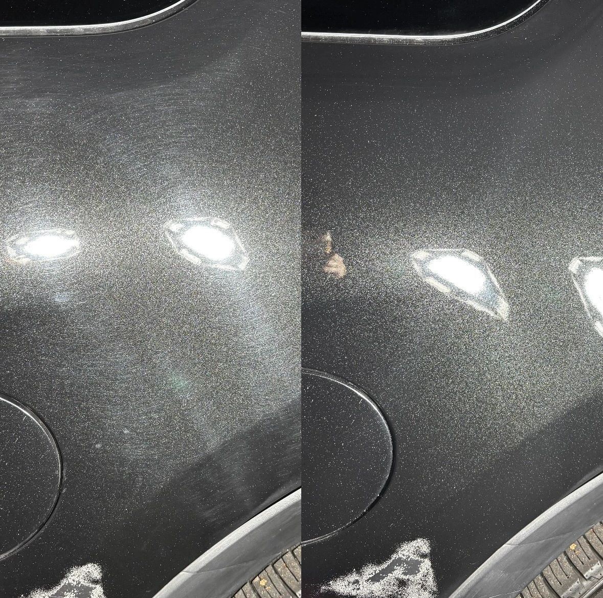 Paint correction before and after swirl removal