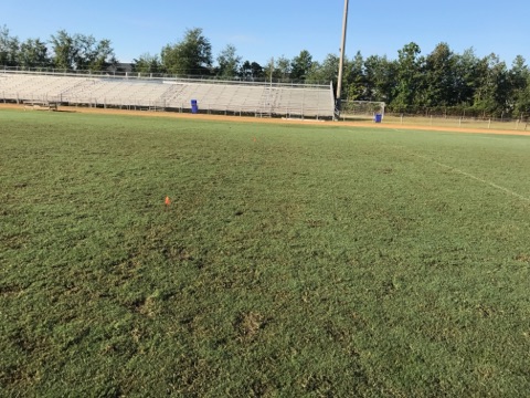 Cape Fear High School field pictured in the drain well installation project